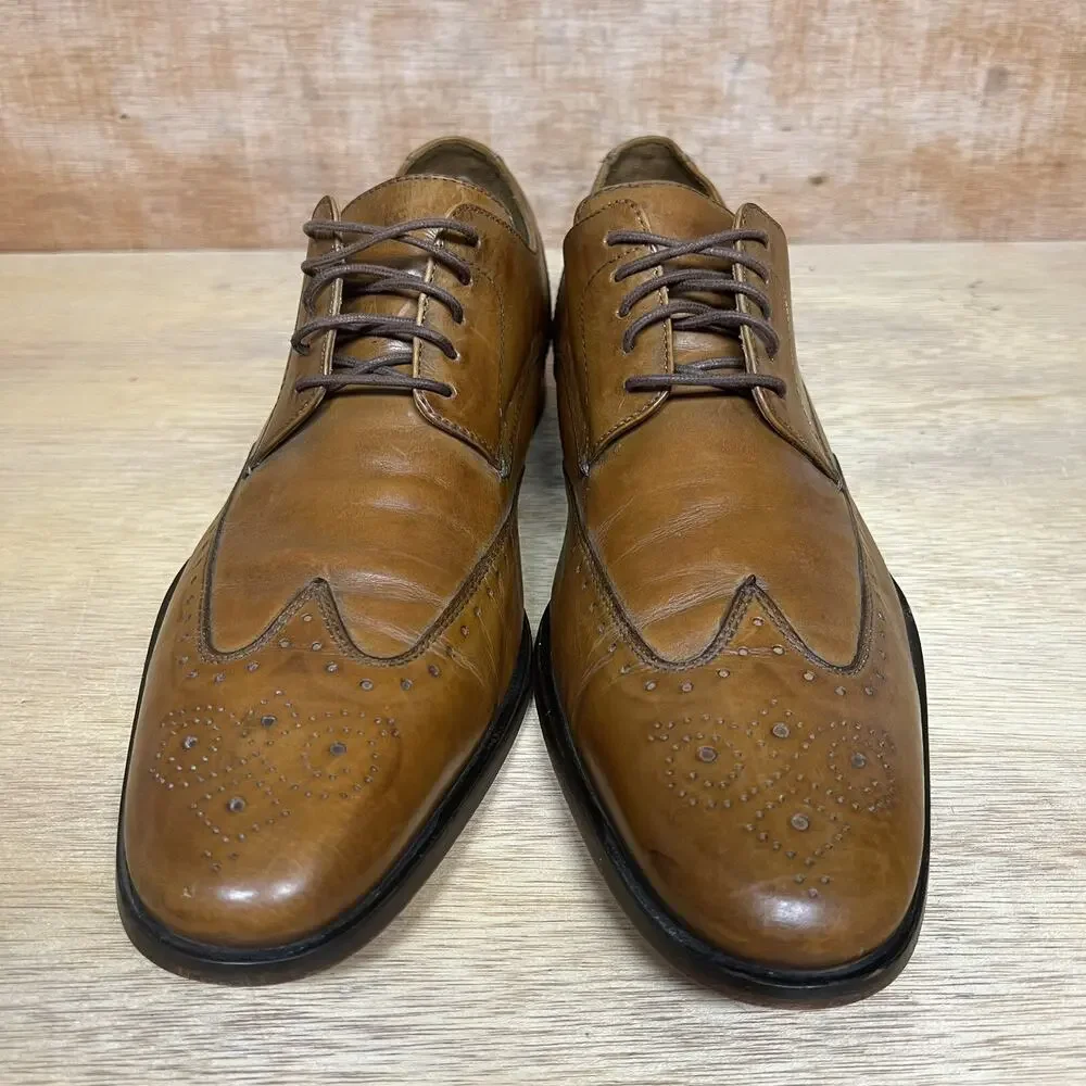 Cole Haan Wingtip Brogue Oxford Men Size 12 M Brown Leather Round Toe Low Shoes